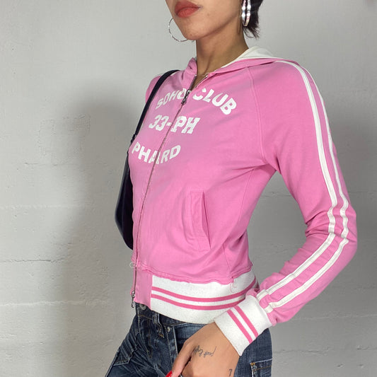 Vintage 2000's Phard Sporty Pink and White Zip Up Sweater (S)