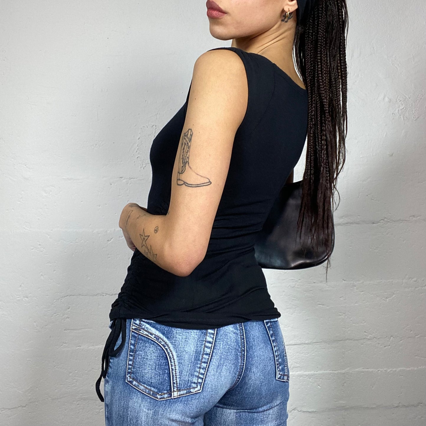 Vintage 2000's Downtown Girl Black Wrapped Top (S)