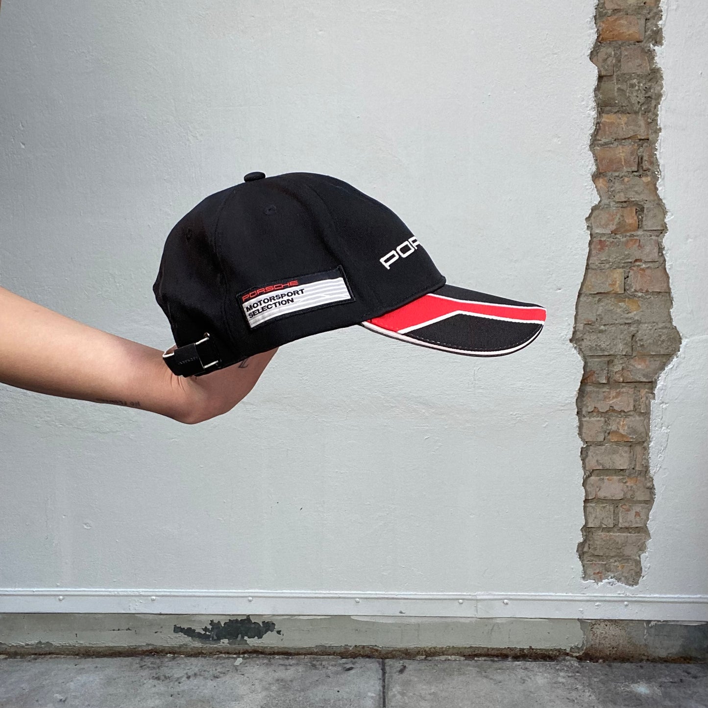 Vintage 2000's Racer Porsche Black and Red Cap