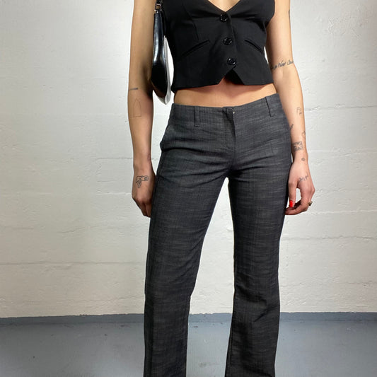 Vintage 2000's Corpcore Girl Stone Grey Pants with Flare Cut (XS)