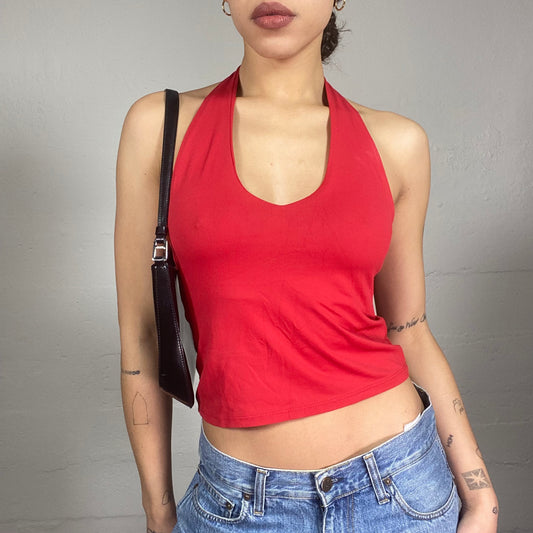Vintage 2000's Clubwear Red Neckholder Top (S/M)