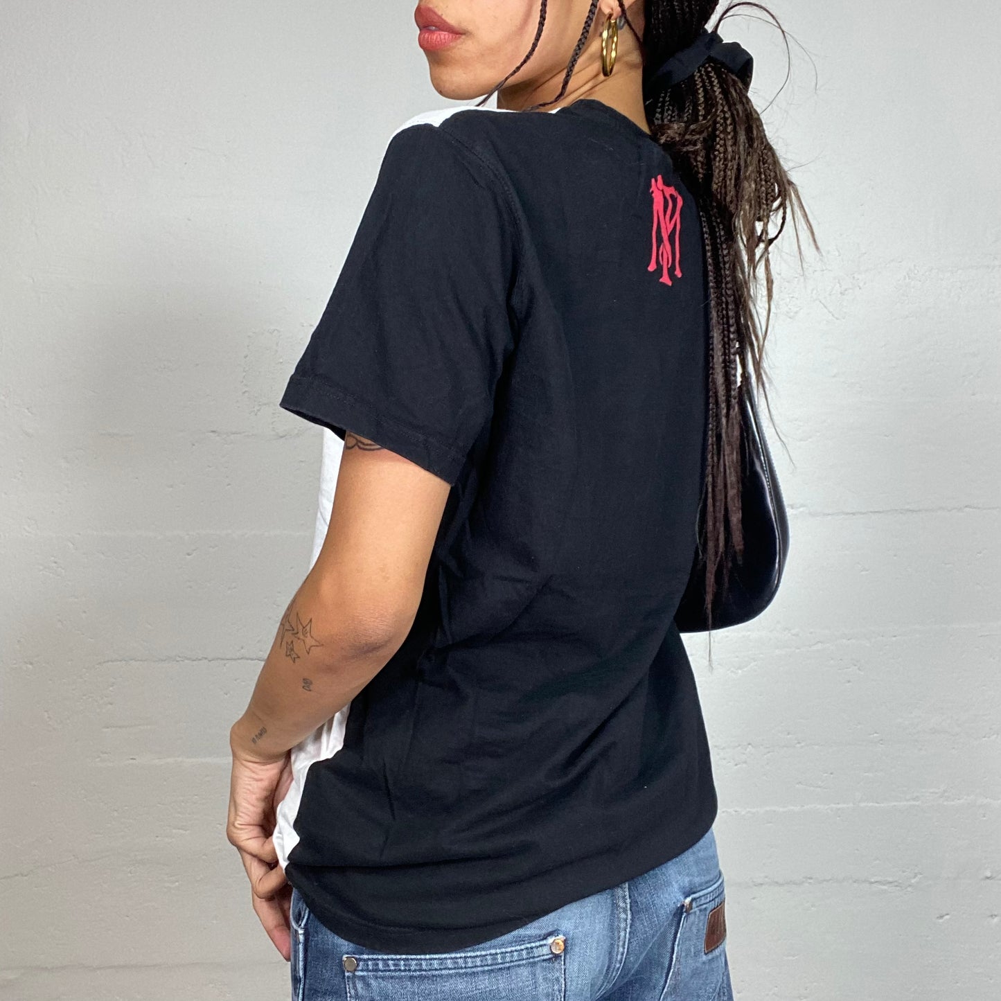 Vintage 2000's Cyber White and Black Oversized Tee with Scarface Poster Promo Print (M/L)