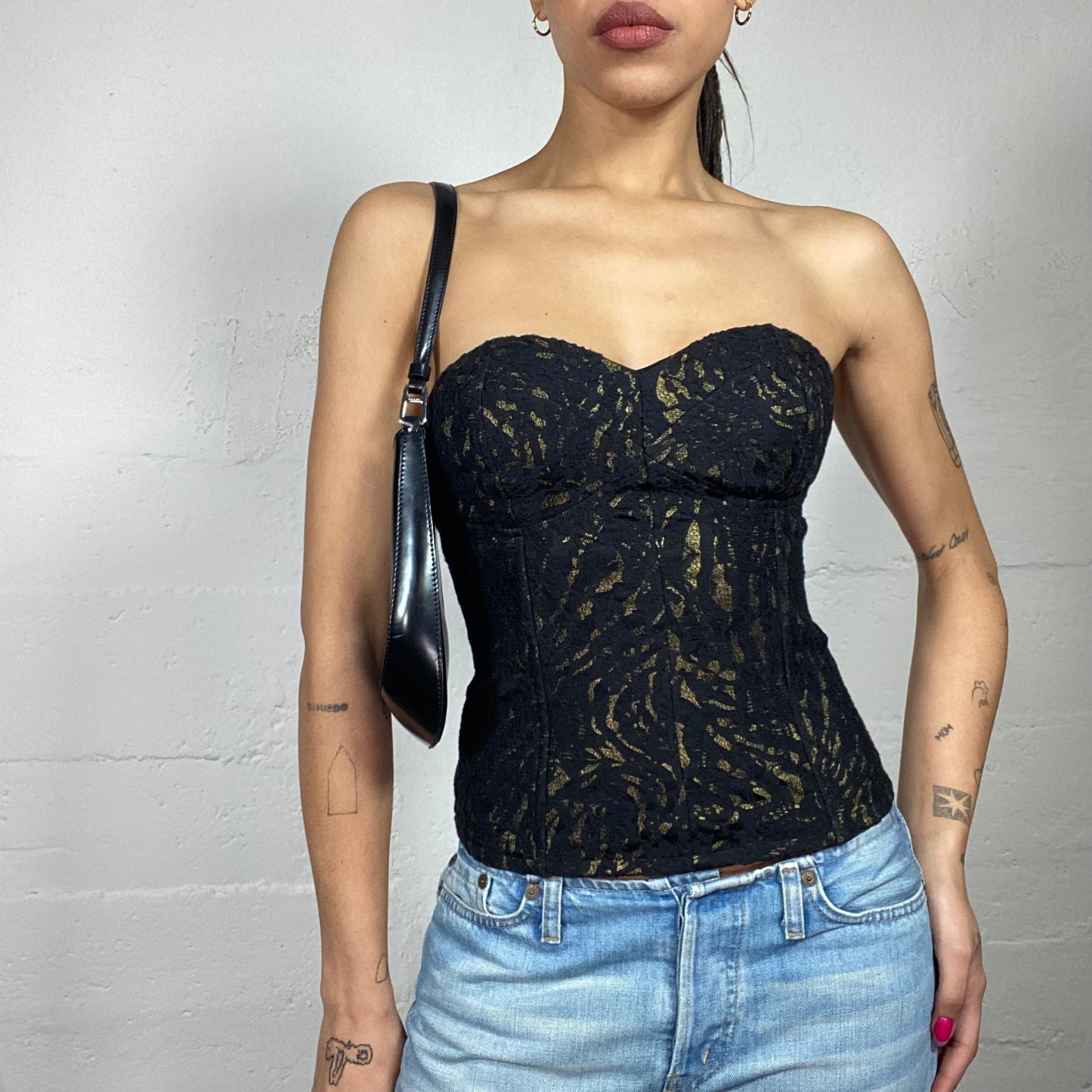 Black and sale gold bustier top