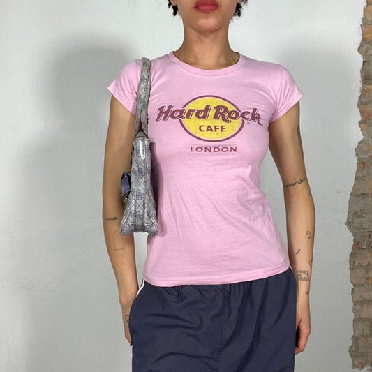 Vintage 2000's Hard Rock Cafe London Pink Baby Tee (XS)