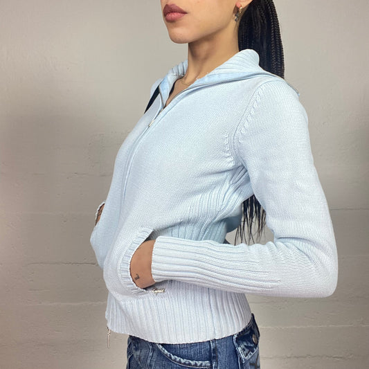 Vintage 2000's Esprit Downtown Girl Baby Blue Zip-Up Knitted Hoodie (S)