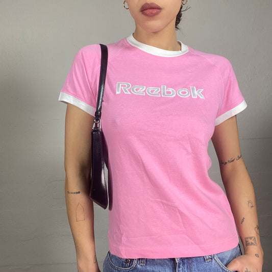 Vintage 2000's Reebok Sporty Pink Top with Brand Print (S/M)