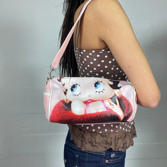 Vintage 2000's Pop Girl Baby Pink Mini Shoulder Bag with Betty Boop Print