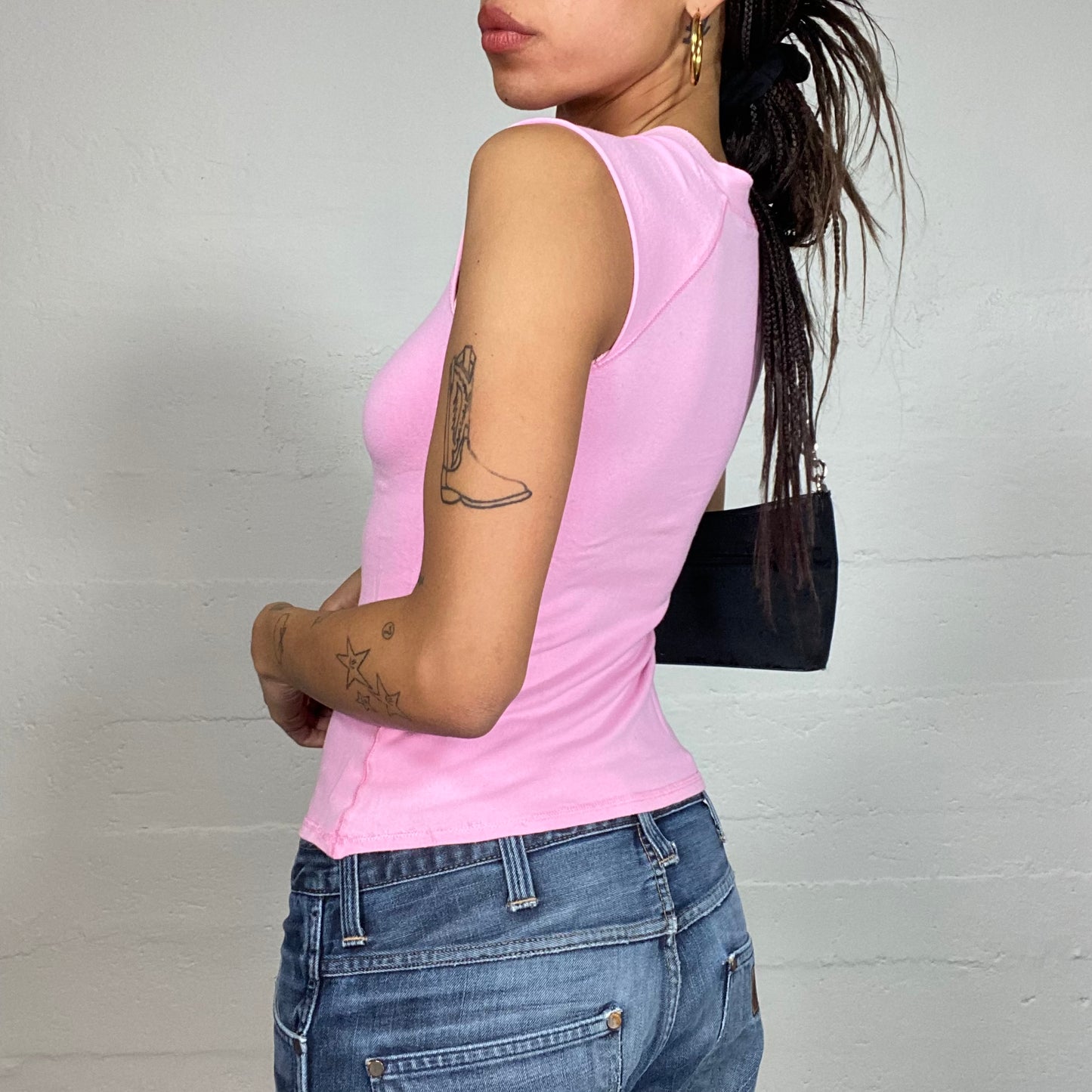 Vintage 2000's Clueless Pink Half Button Up Tank Top (S)