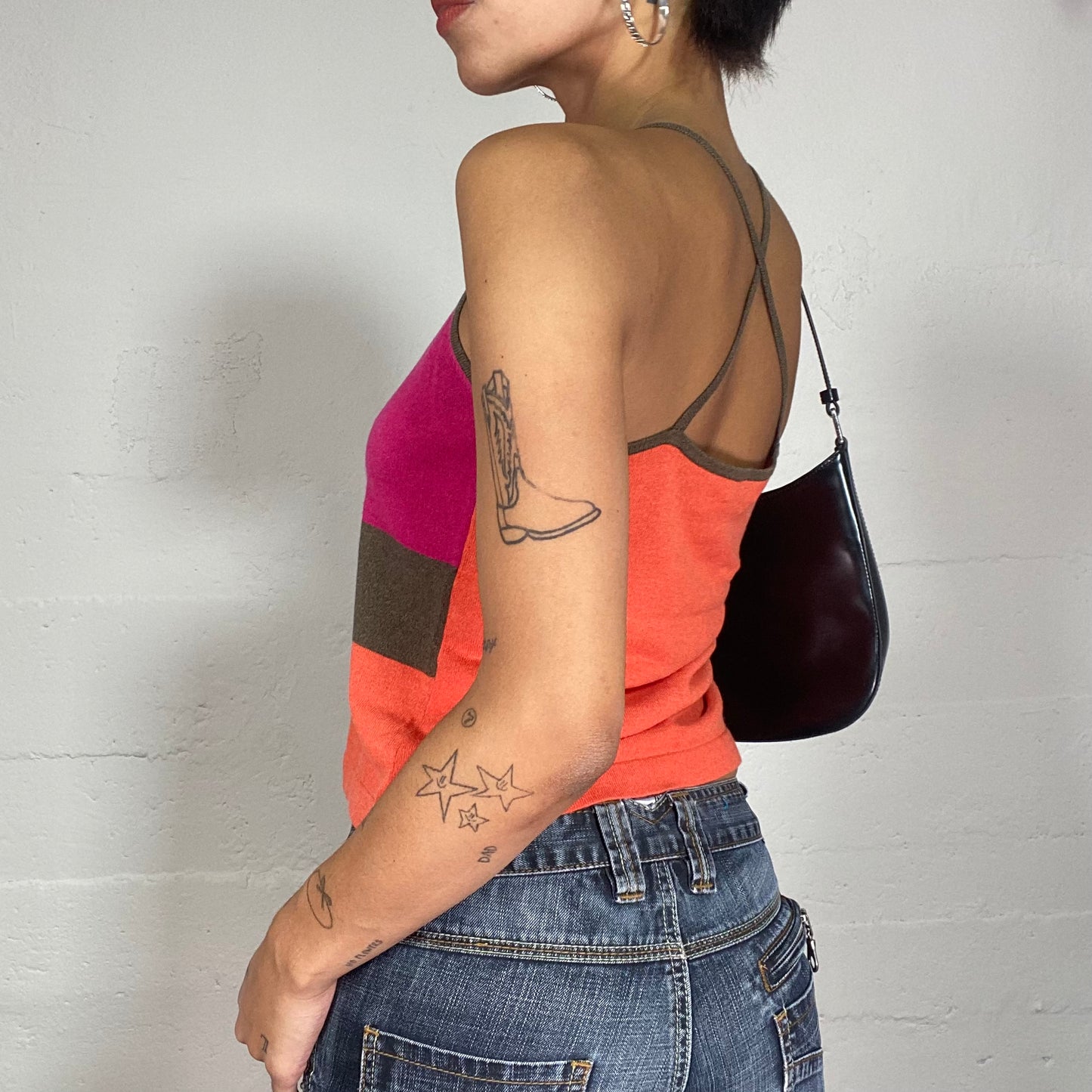 Vintage 2000's Funky Orange and Purple Crossed Back Top (S/M)