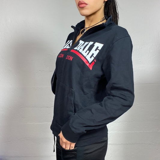 Vintage 2000's Lonsdale Football Core Black and Red Zip Up Hoodie (L)