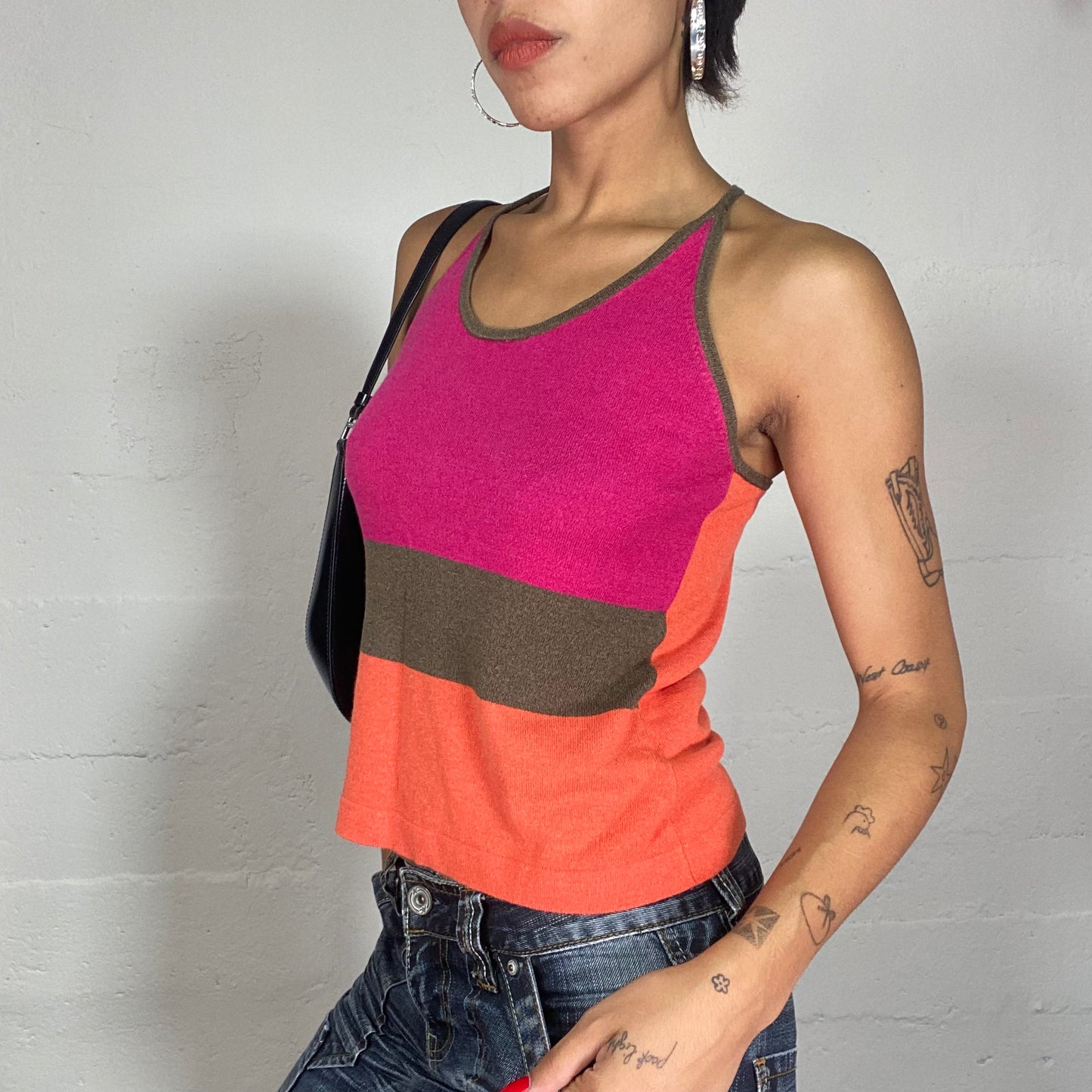 Vintage 2000's Funky Orange and Purple Crossed Back Top (S/M)
