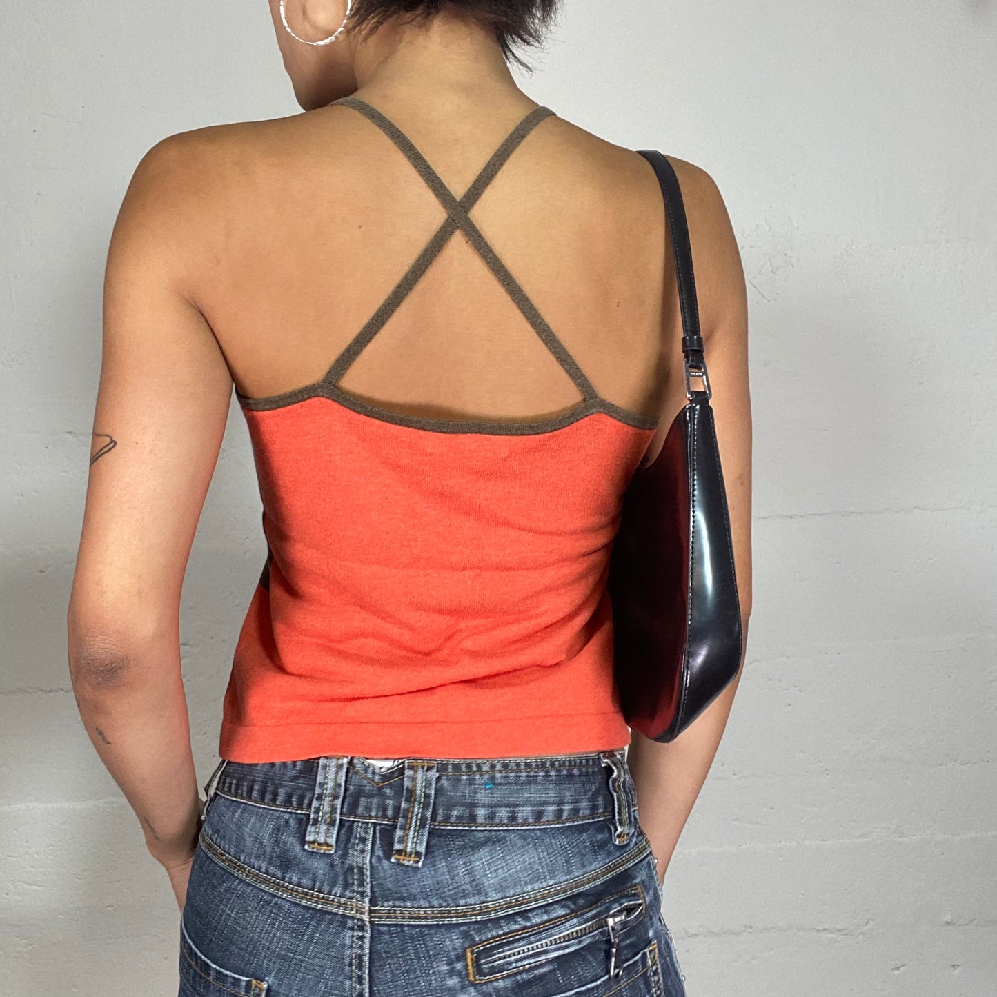 Vintage 2000's Funky Orange and Purple Crossed Back Top (S/M)