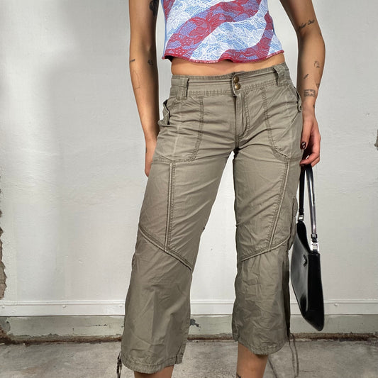 Vintage 2000's Street Style Khaki Cargo Capris (S)