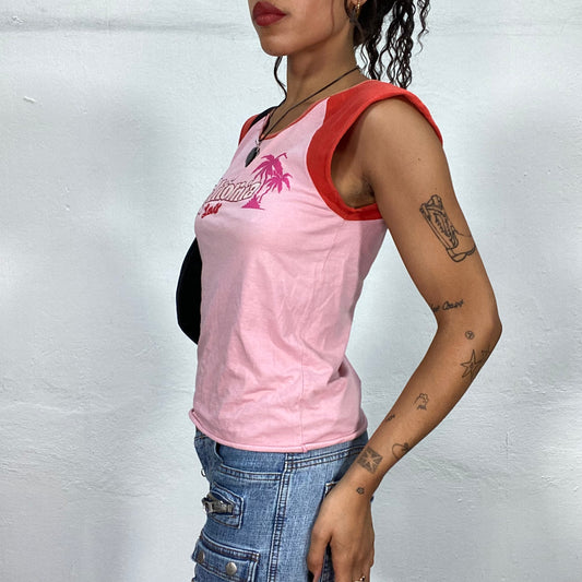 Vintage 2000's Levi's Sporty Pink and Red Top with "California" Print (S/M)