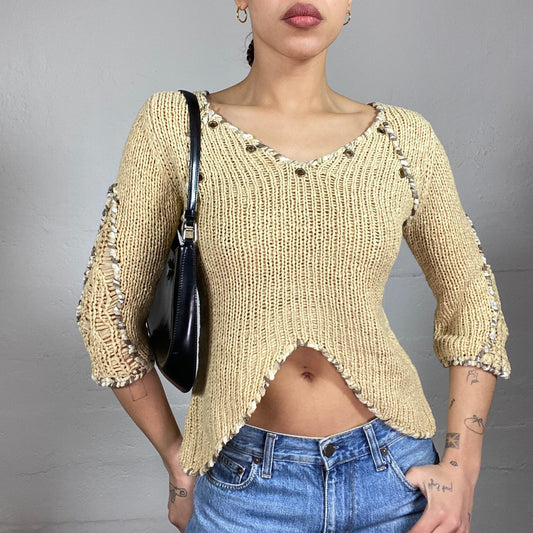 Vintage 90's Fairy Deconstructed Knitted Pullover with Studs Detail (S)
