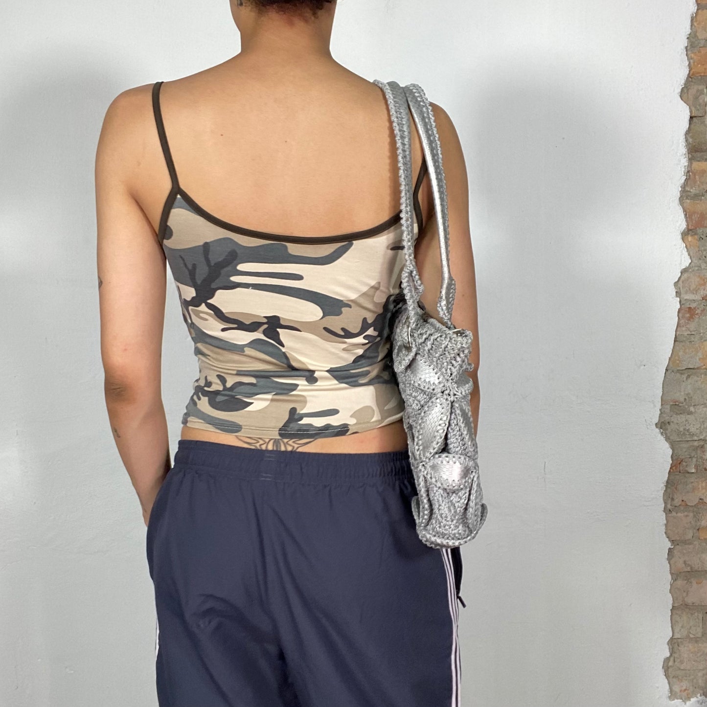 Vintage 90's Streetsyle Khaki Camo Crop Top (S)