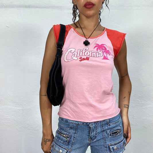 Vintage 2000's Levi's Sporty Pink and Red Top with "California" Print (S/M)