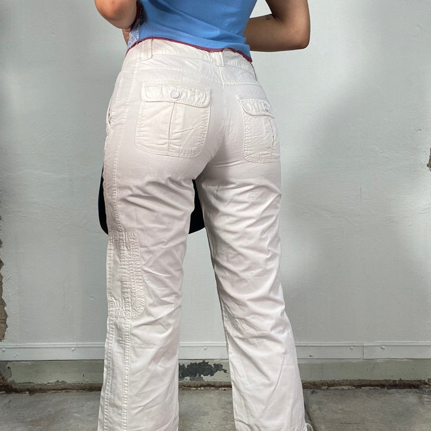 Vintage 90's Street Style White Cargo Capris (S)