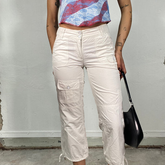 Vintage 90's Street Style White Cargo Capris (S)