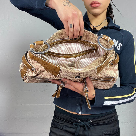 Vintage 2000's Guess Model Off Duty Brown Shoulder Bag with Mongoram Print