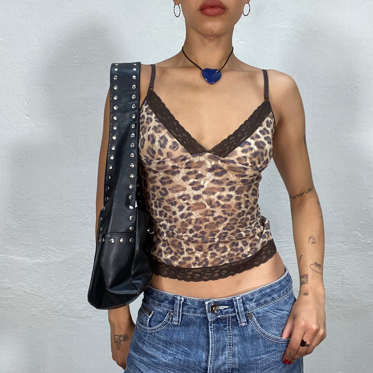 Vintage 2000's Funky Leo Print Lace Cami Top (S)