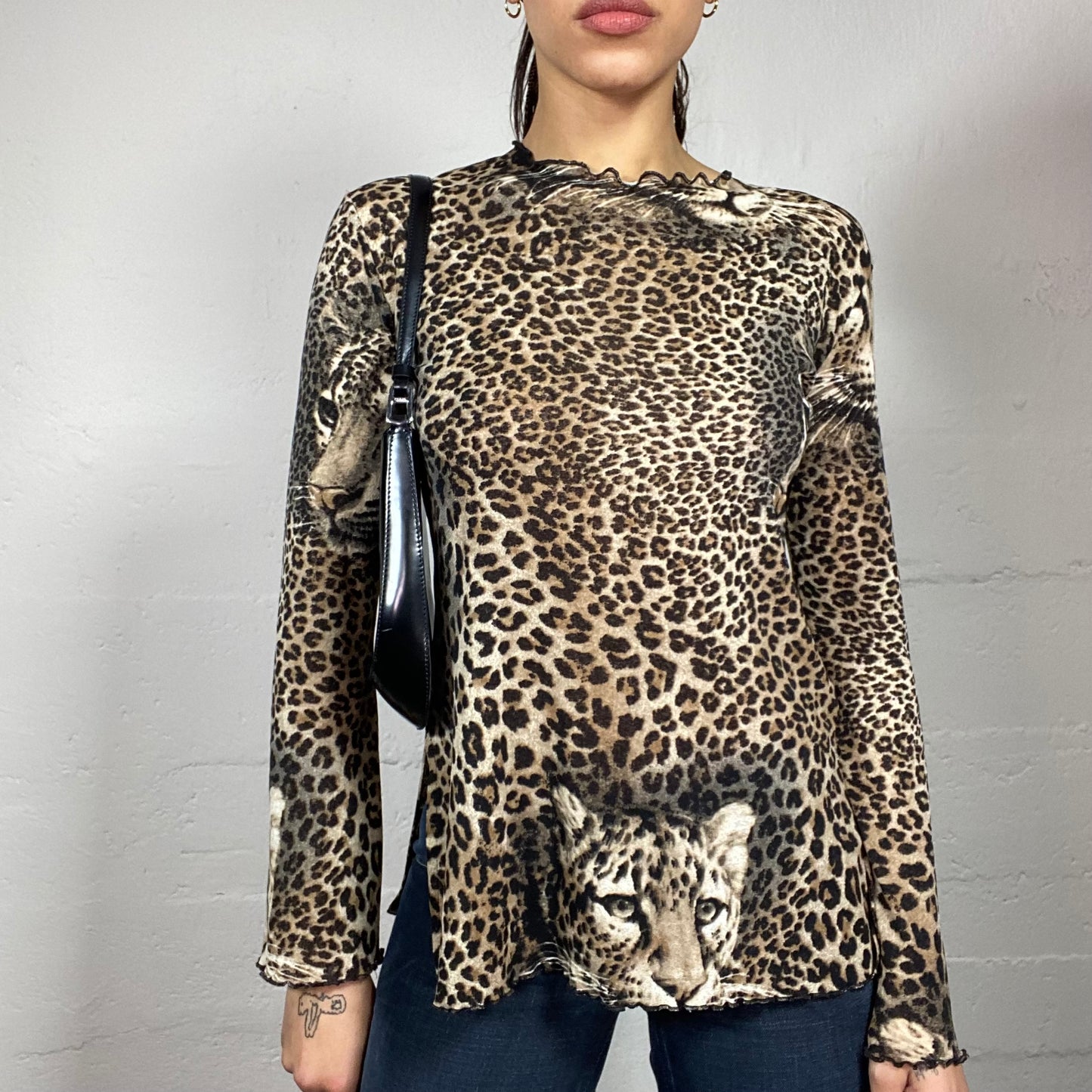 Vintage 90's Janice Brown Longsleeve Top with Cheetah Print (M)