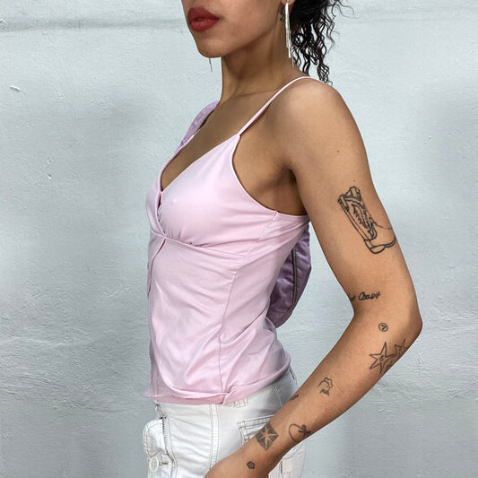 Vintage 2000's Festival Pink Top with Mesh Cut Out Part (S)