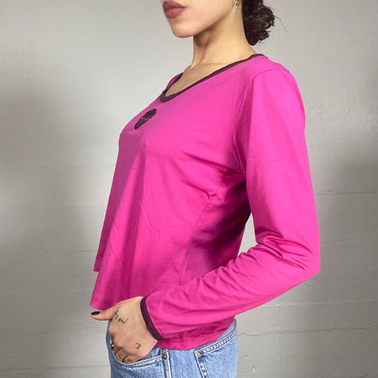 Vintage 90's Morgan Downtown Girl Bougainvillaea Longsleeve Top with Brand Print Detail (M)