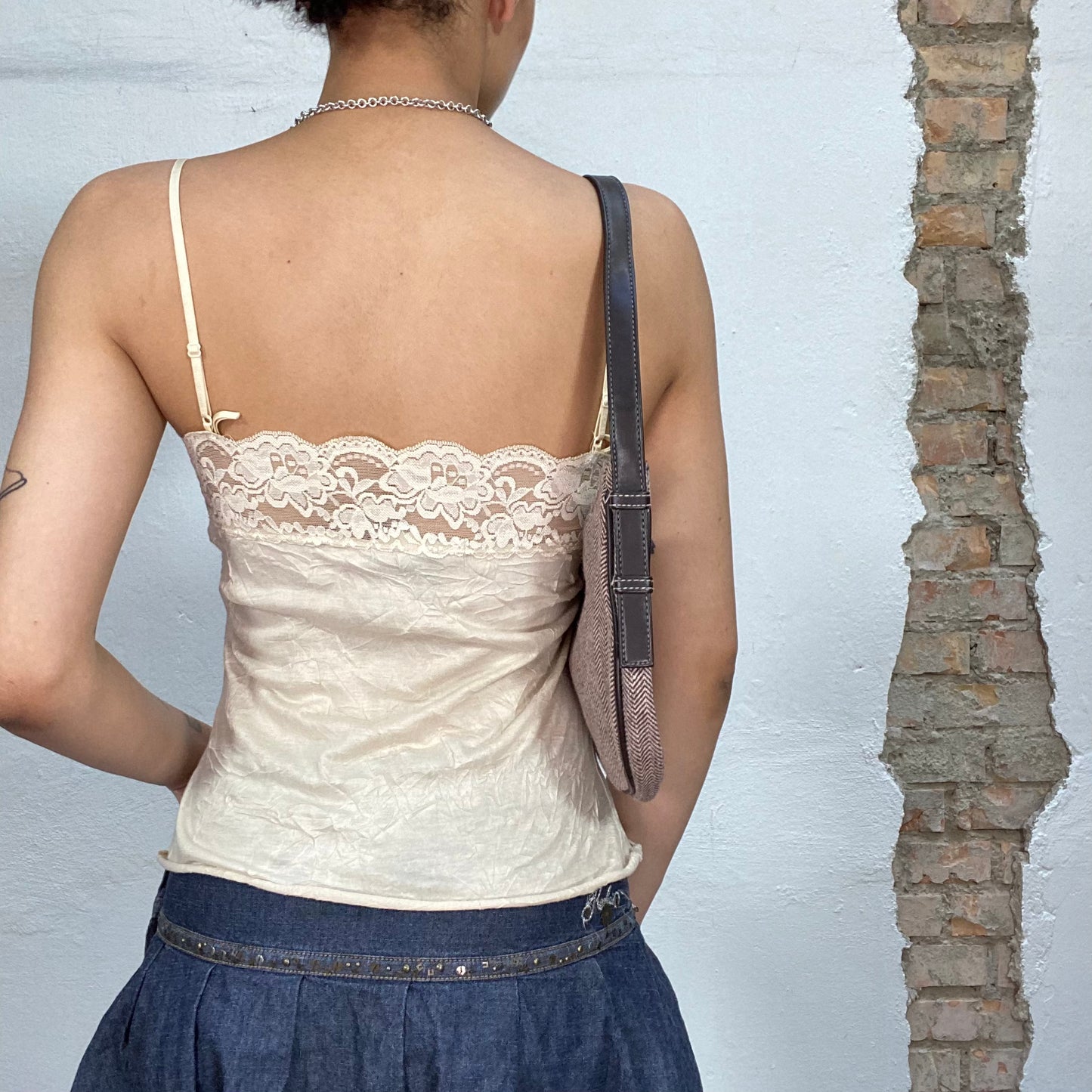 Vintage 90's Ballet Champagne Top with Lace Details (S)