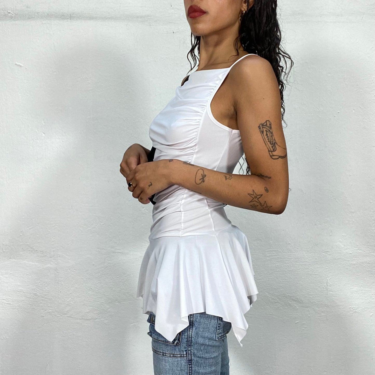 Vintage 2000's Clubwear White Deconstructed Highneck Dress (S)