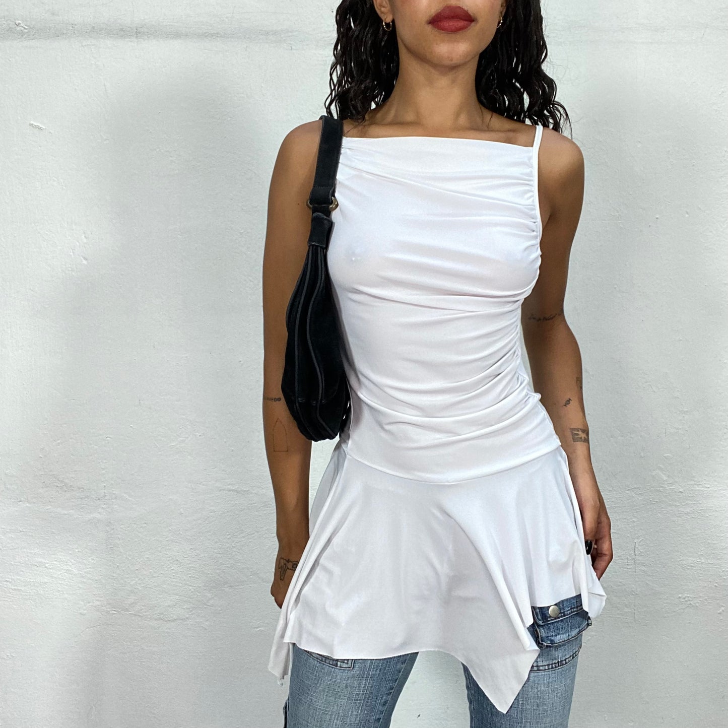 Vintage 2000's Clubwear White Deconstructed Highneck Dress (S)