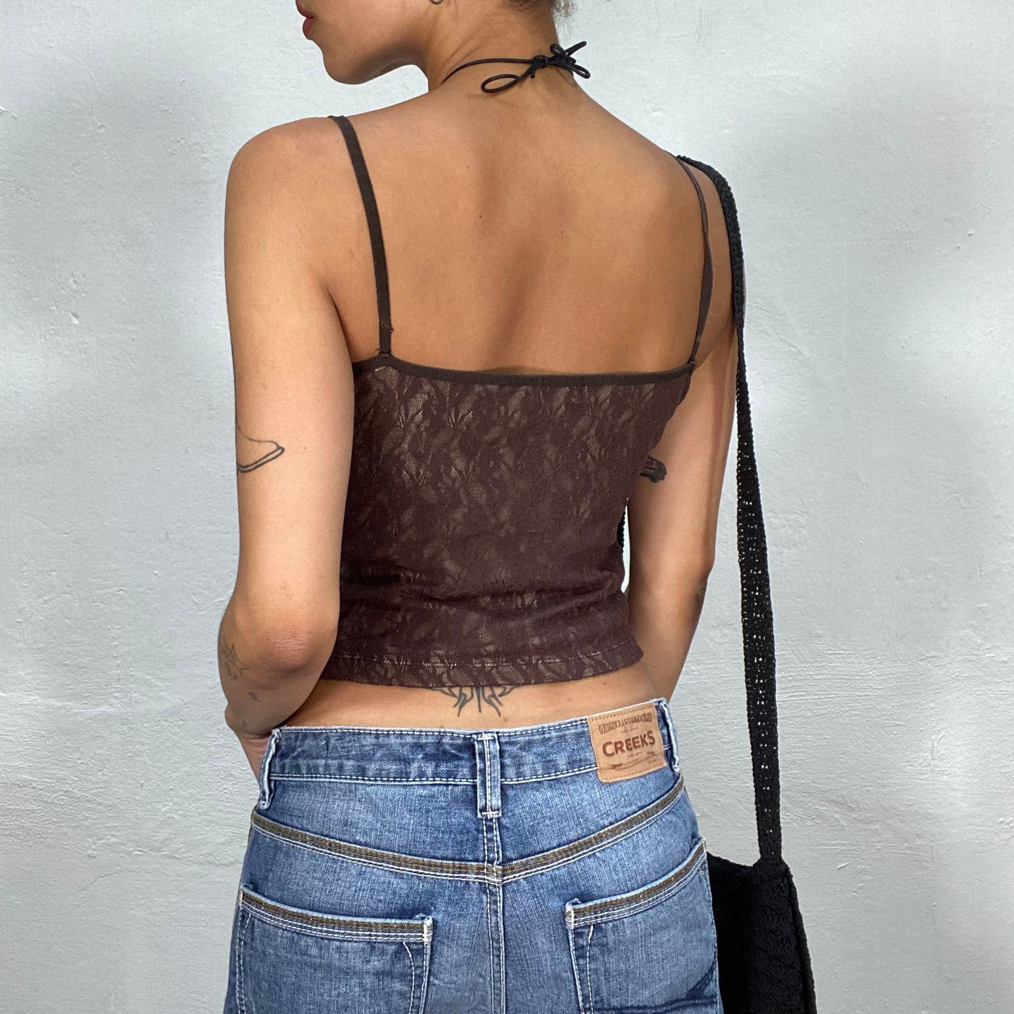 Vintage 2000's Downtown Girl Brown Lace Cami Top (S)