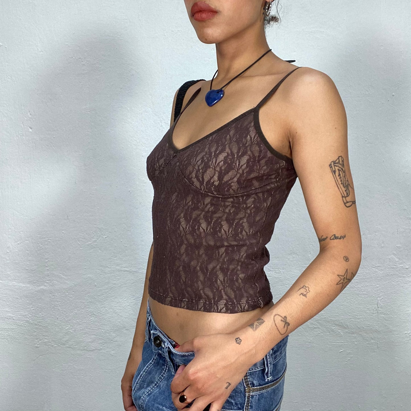 Vintage 2000's Downtown Girl Brown Lace Cami Top (S)