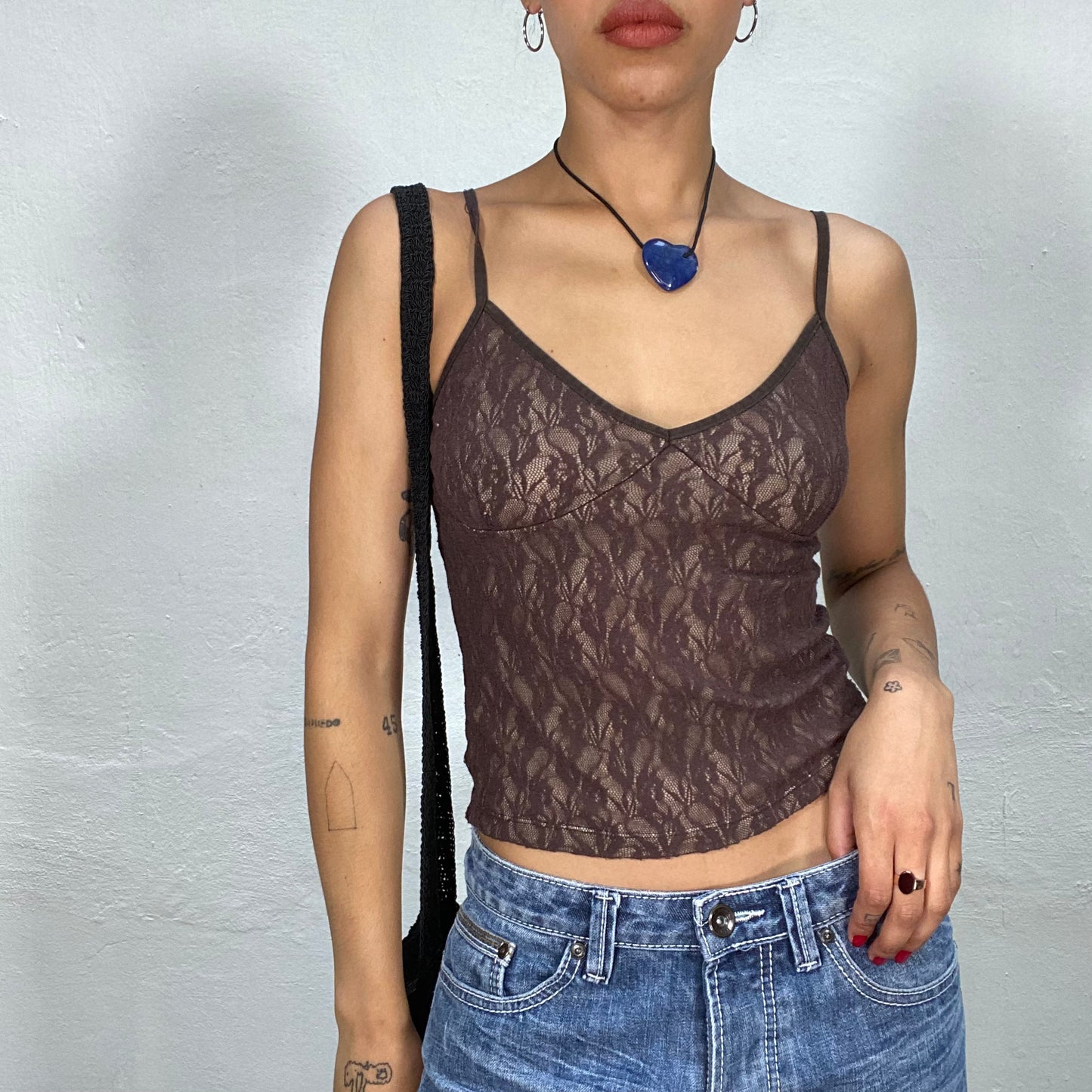 Vintage 2000's Downtown Girl Brown Lace Cami Top (S)