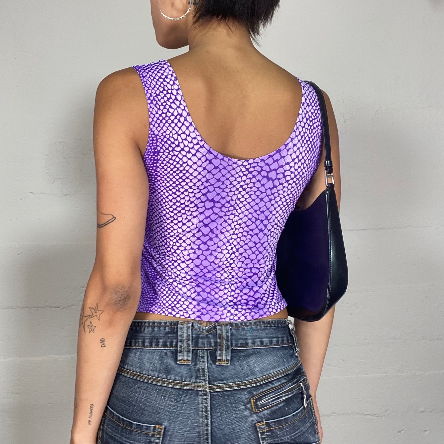 Vintage 90's Bella Hadid Purple Corset Top with Purple Serpent Print (XS)