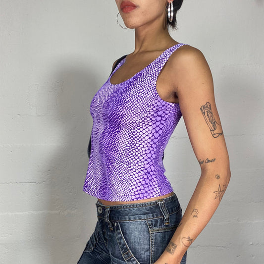 Vintage 90's Bella Hadid Purple Corset Top with Purple Serpent Print (XS)