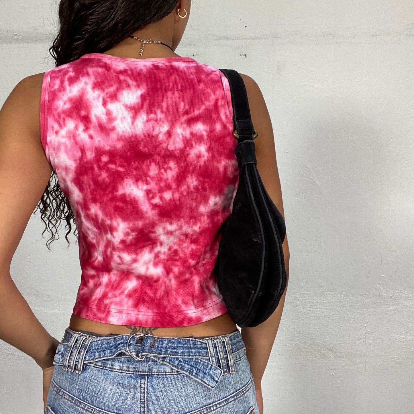 Vintage 2000's Sporty Pink Tank Top with Tie Dye and "Double Team 22" Print (S)