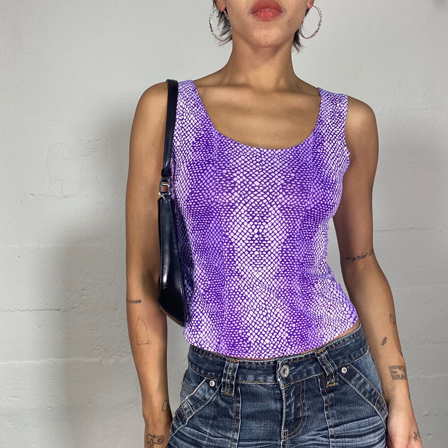 Vintage 90's Bella Hadid Purple Corset Top with Purple Serpent Print (XS)