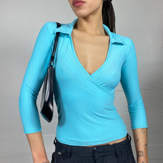 Vintage 2000's Totally Spies Aqua Blue Longsleeve Wrapped Top (S)