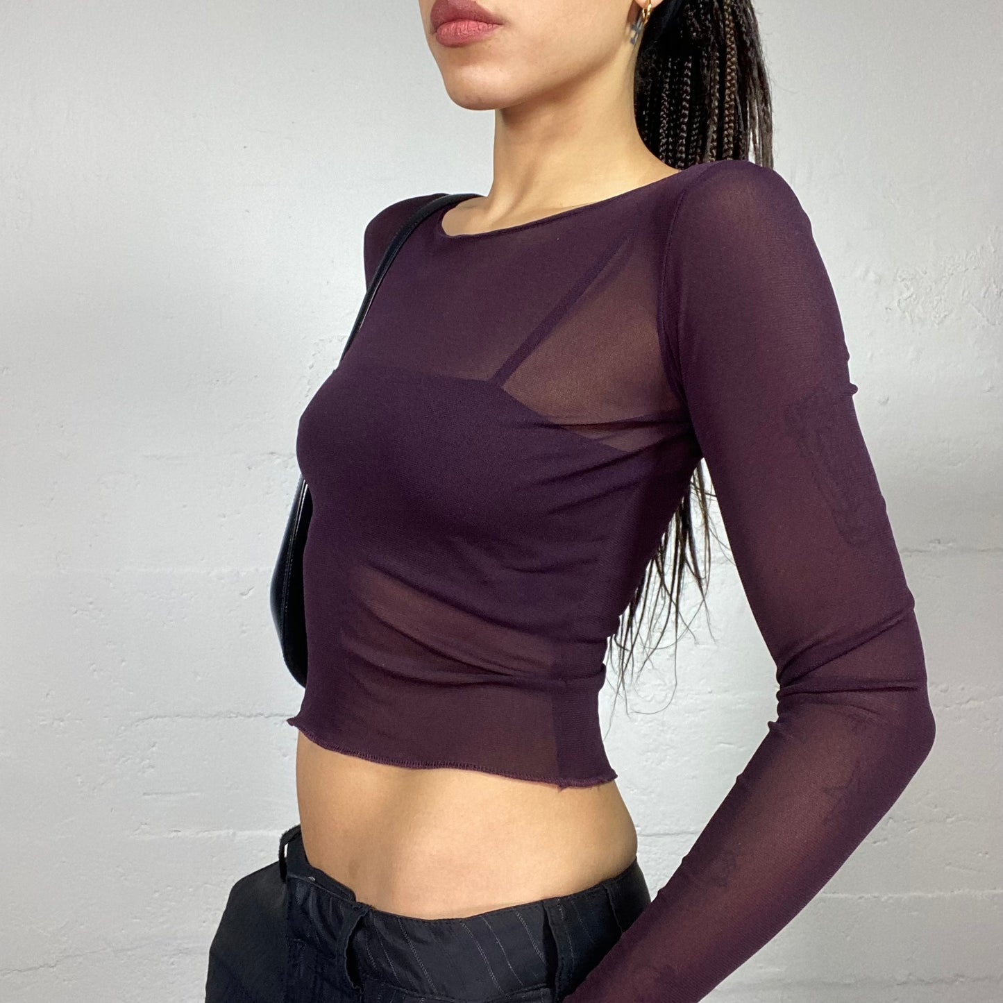 Vintage 90's Rave Deep Purple Mesh Longsleeve Top (S)