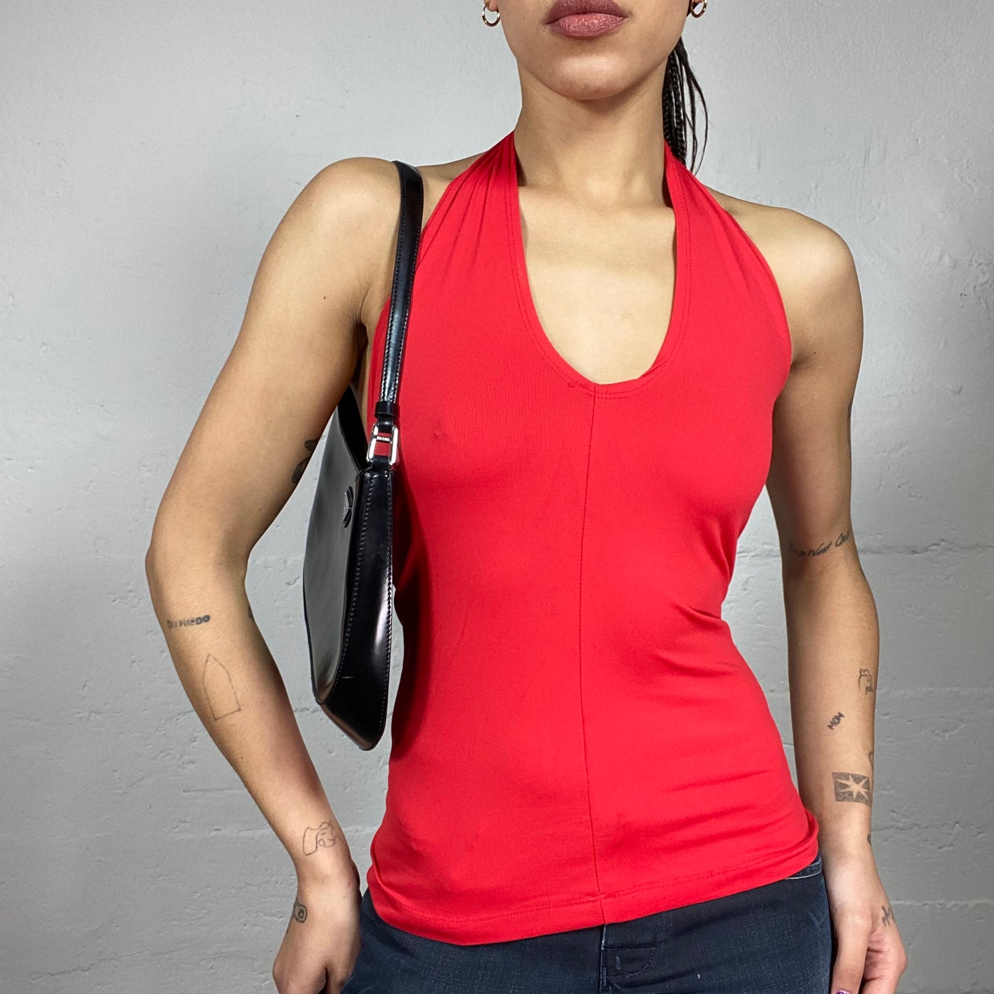 Vintage 2000's Downtown Girl Red Neckholder Top (S)