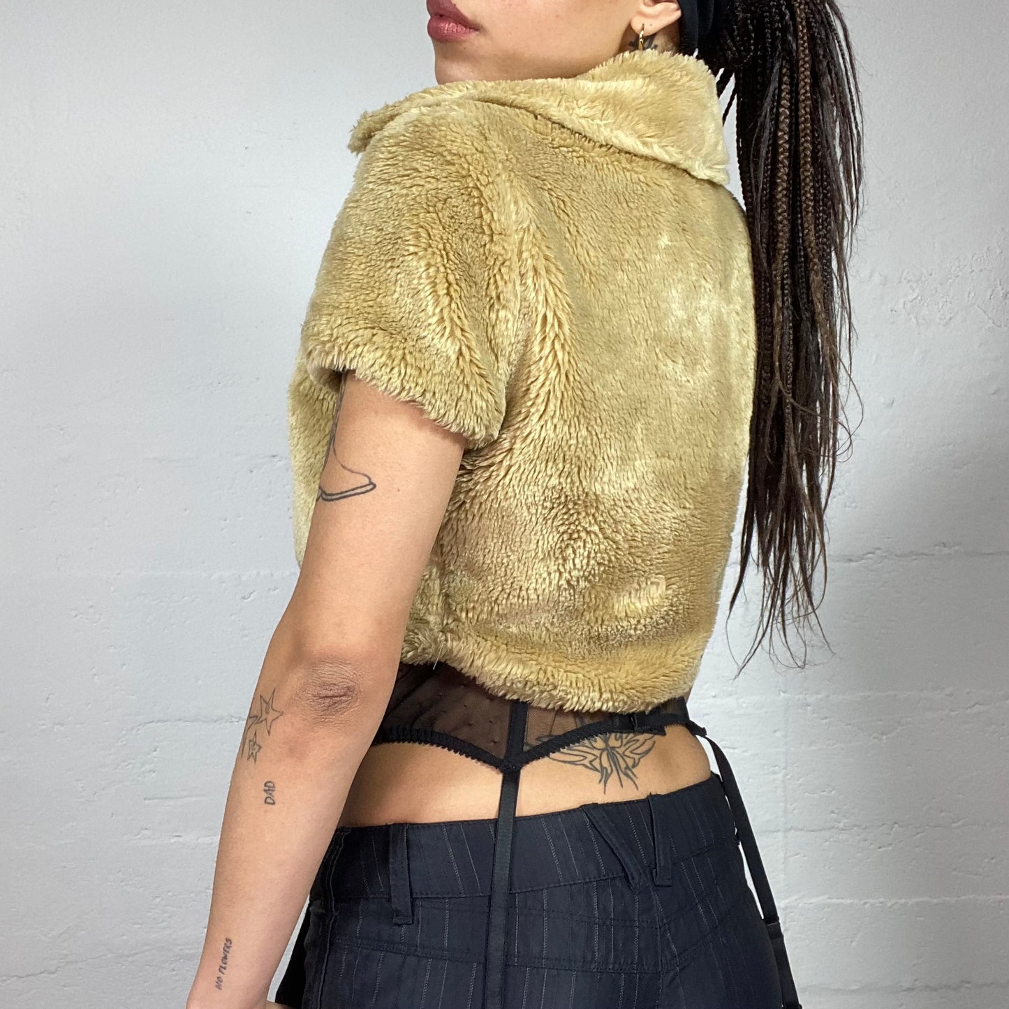 Vintage 2000's Morgan Bratz Real Fur Brown Cropped Vest (S)