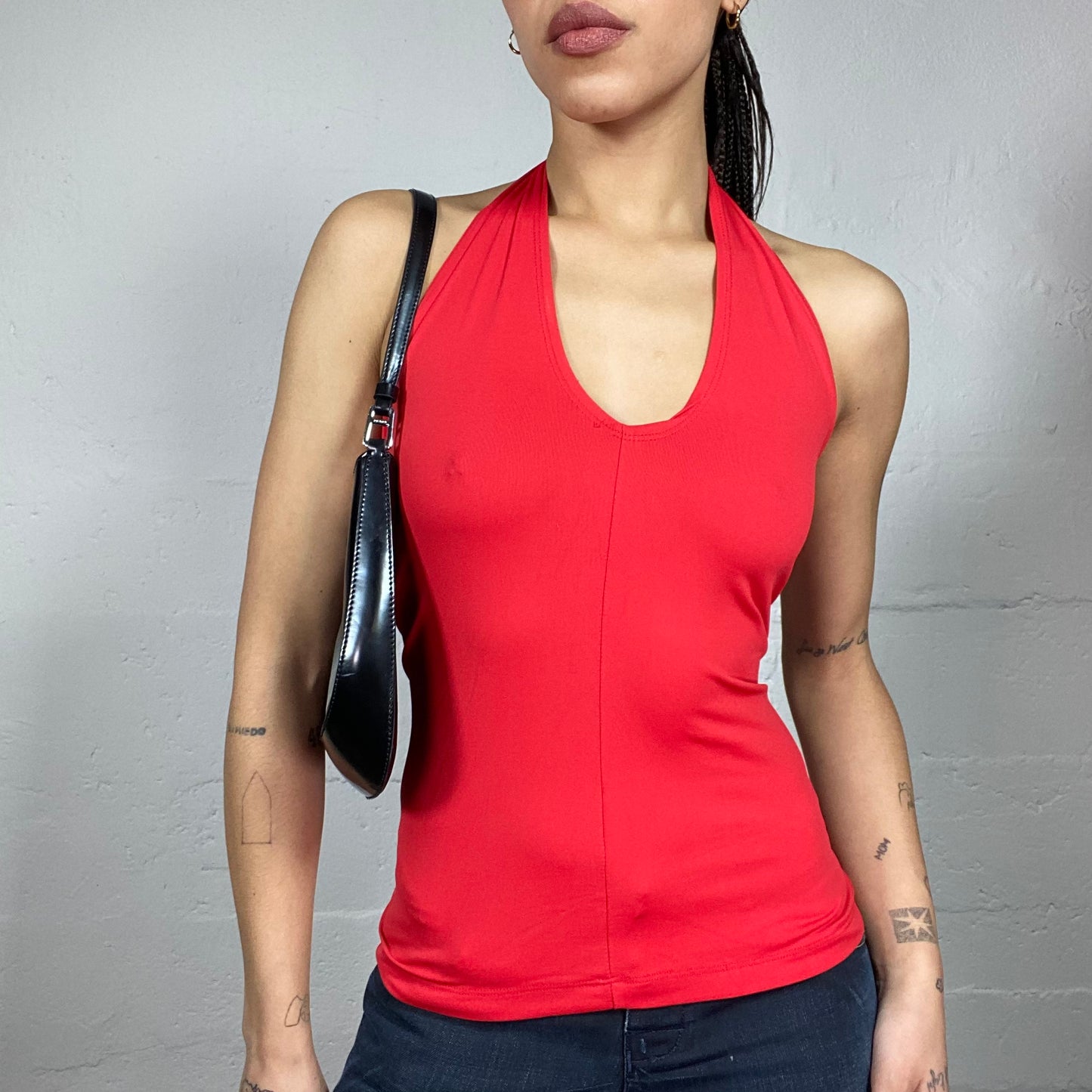 Vintage 2000's Downtown Girl Red Neckholder Top (S)