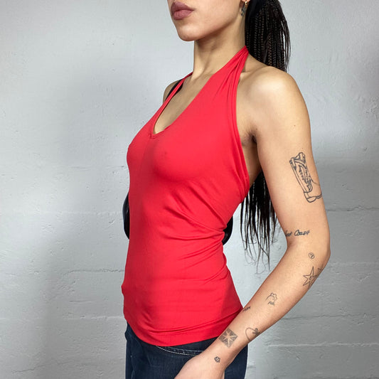 Vintage 2000's Downtown Girl Red Neckholder Top (S)
