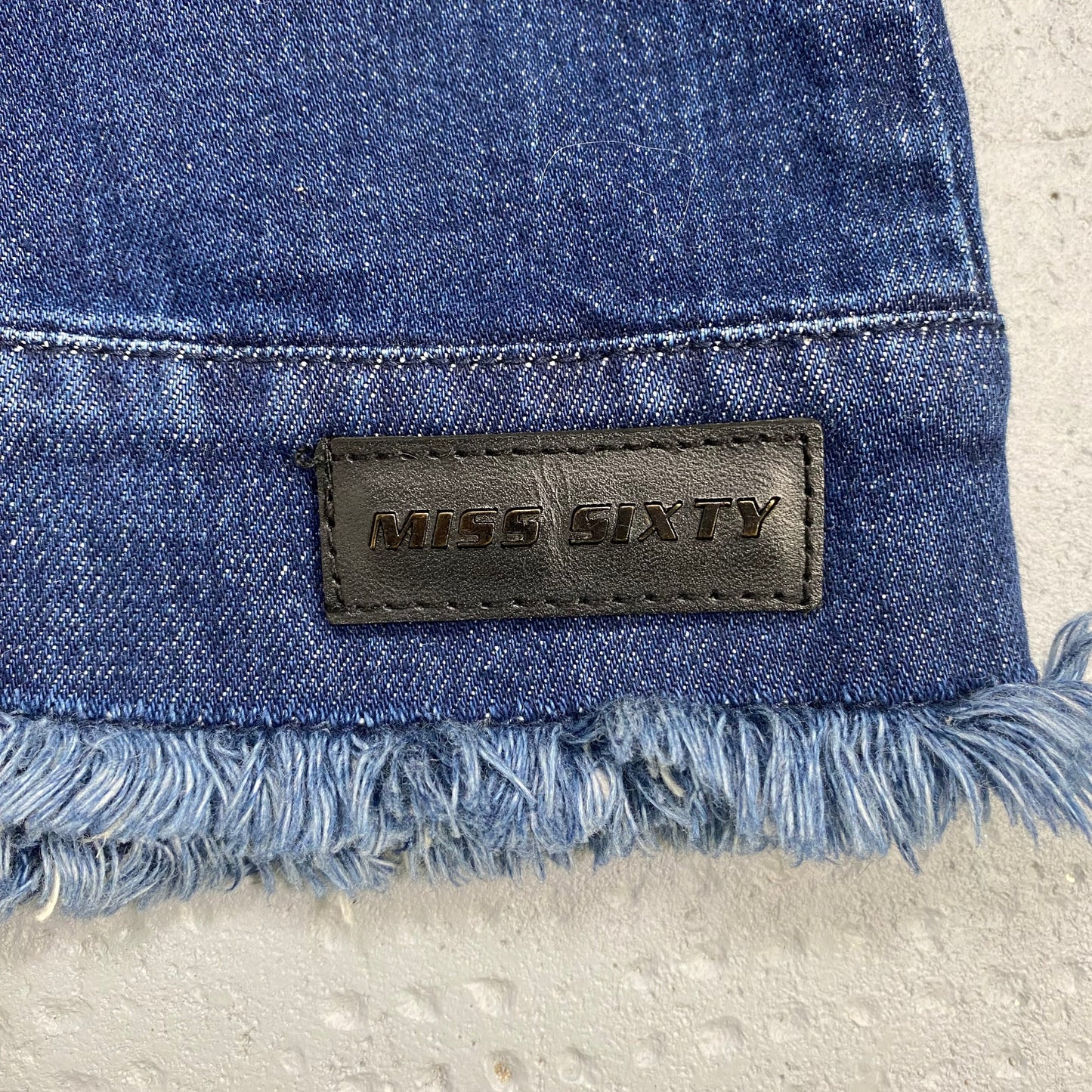 Vintage 2000's Miss Sixty Downtown Girl Denim Off Shoulder Top with Buttons Detail (XS)