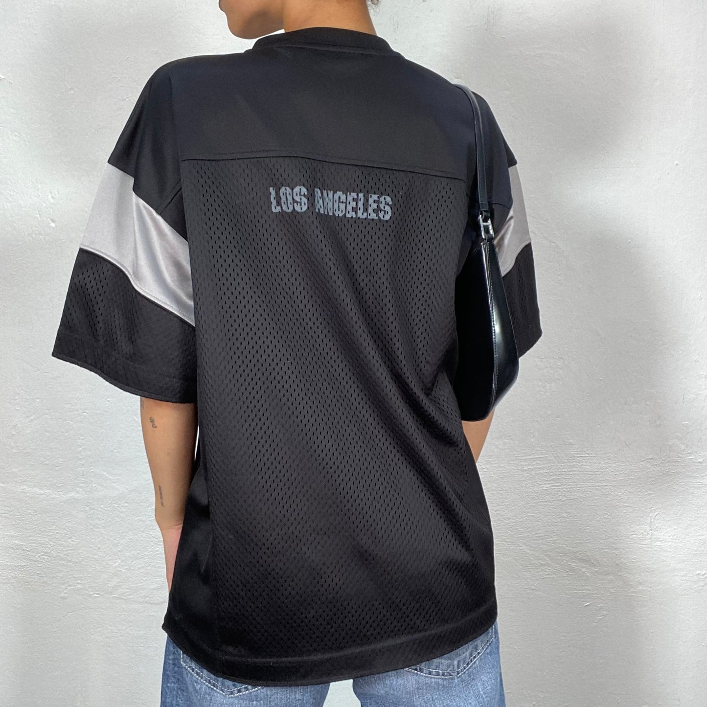 Vintage 90's Football Core Black Oversized Jersey with '23' Print (L)