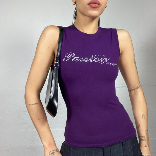 Vintage 90's Morgan Janice Purple Top with "Passion" Print (S)