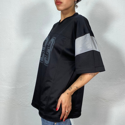 Vintage 90's Football Core Black Oversized Jersey with '23' Print (L)