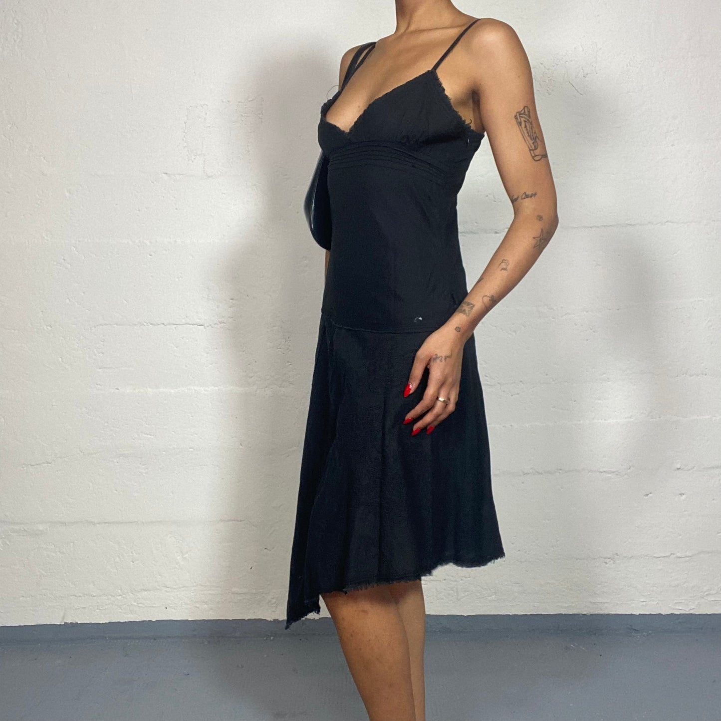 Vintage 2000's Bella Hadid Black Asymmetric Cut Dress (S)