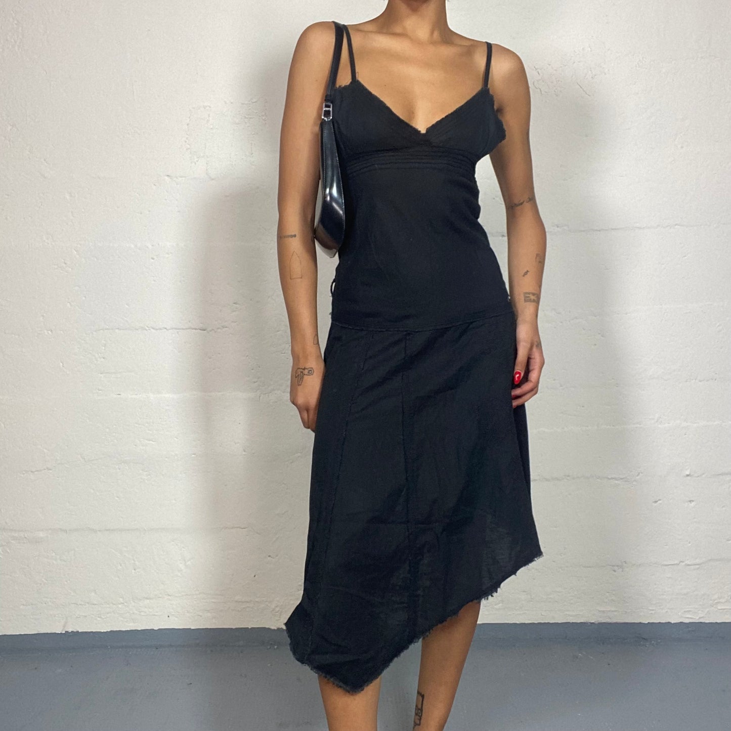 Vintage 2000's Bella Hadid Black Asymmetric Cut Dress (S)